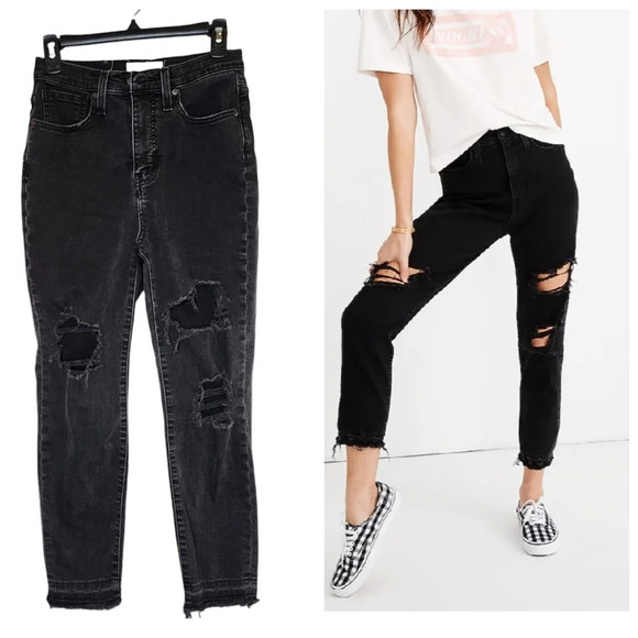 Madewell The Momjean in Raney Wash: Knee-Rip Edition. Size 25 - Picture 1 of 14